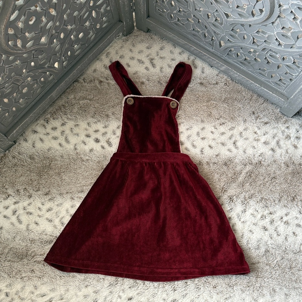 Kit + Pearl red corduroy overall dress girls 5T holiday party girlhoodcore fall